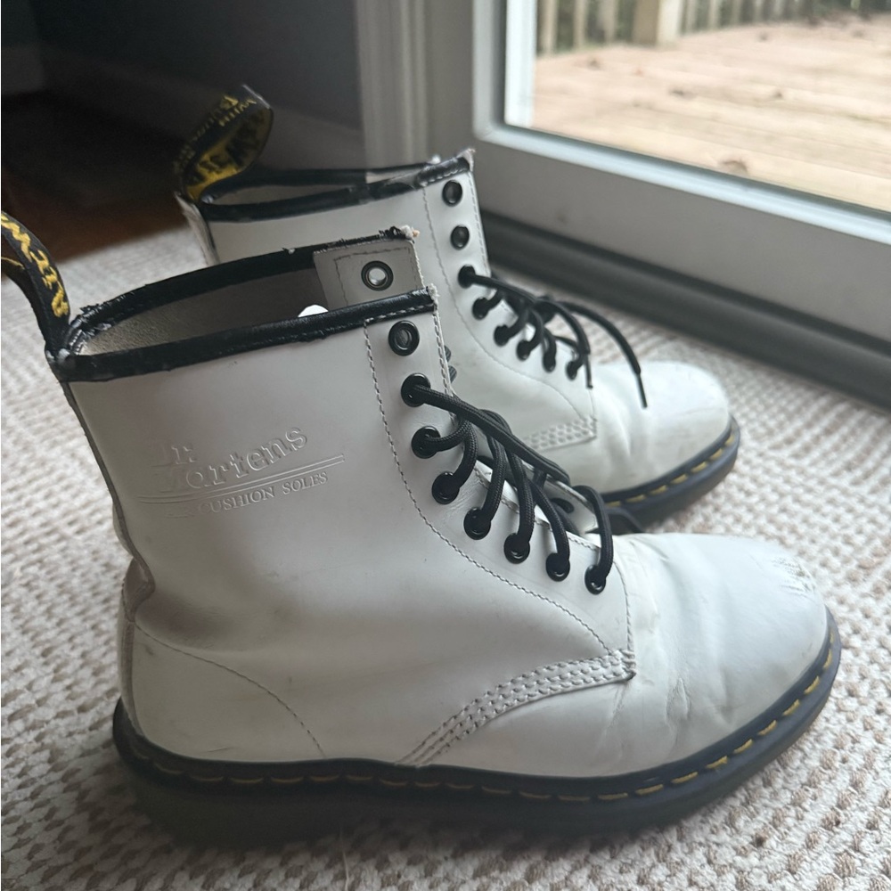 Dr. Martens White Boots with Black Laces